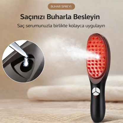 Buharlı Titreşimli Mavi Işık Terapili Saç Bakım Tarağı