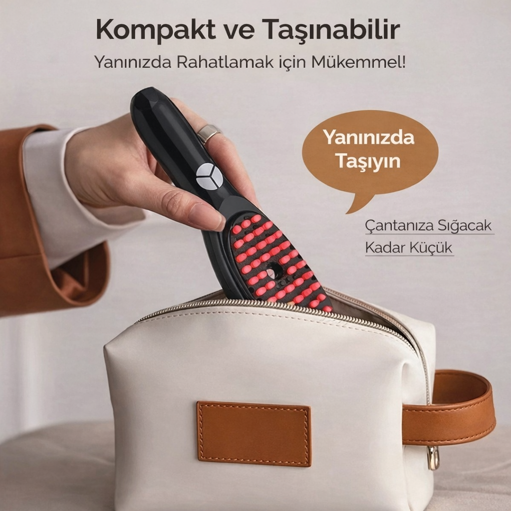 Buharlı Titreşimli Mavi Işık Terapili Saç Bakım Tarağı