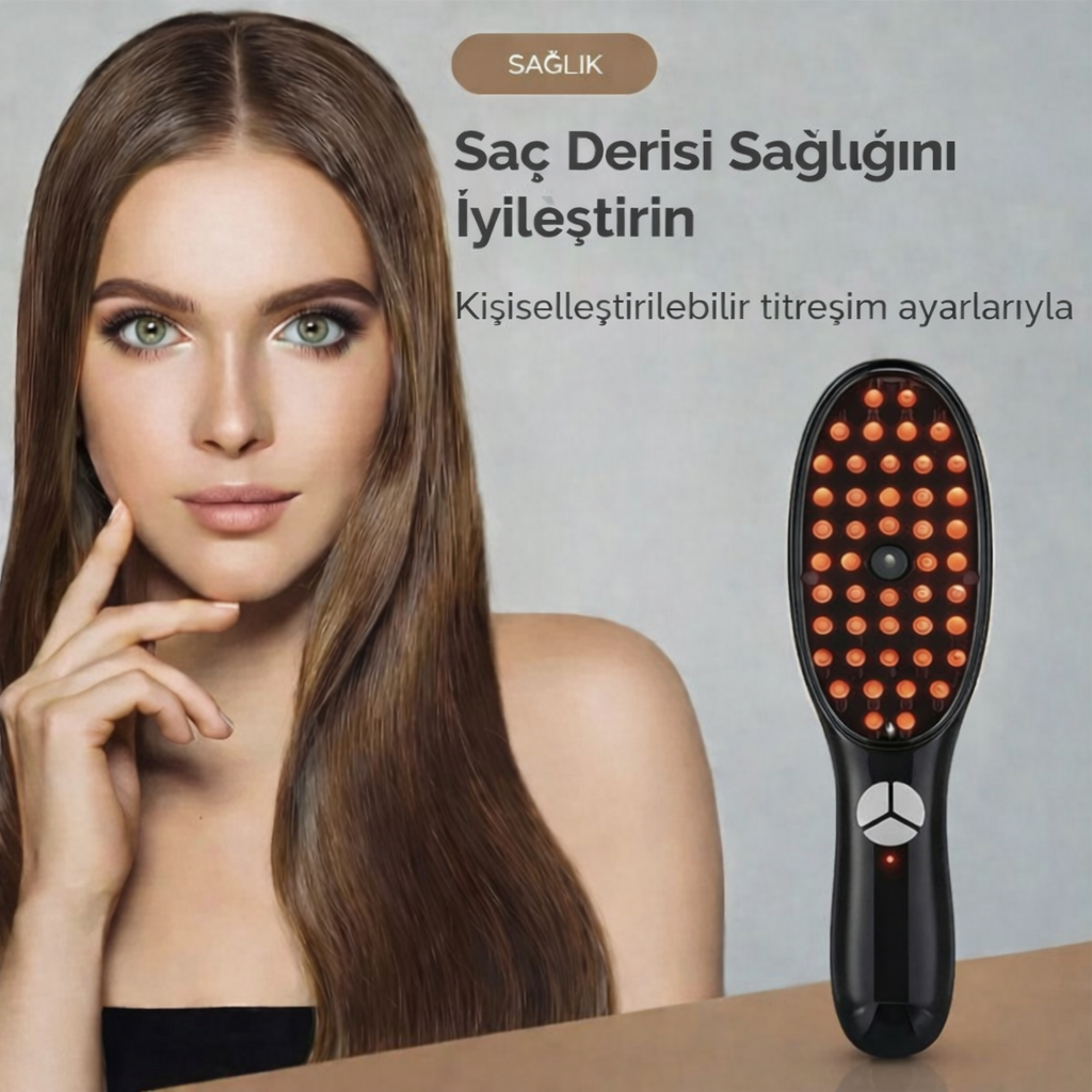 Buharlı Titreşimli Mavi Işık Terapili Saç Bakım Tarağı